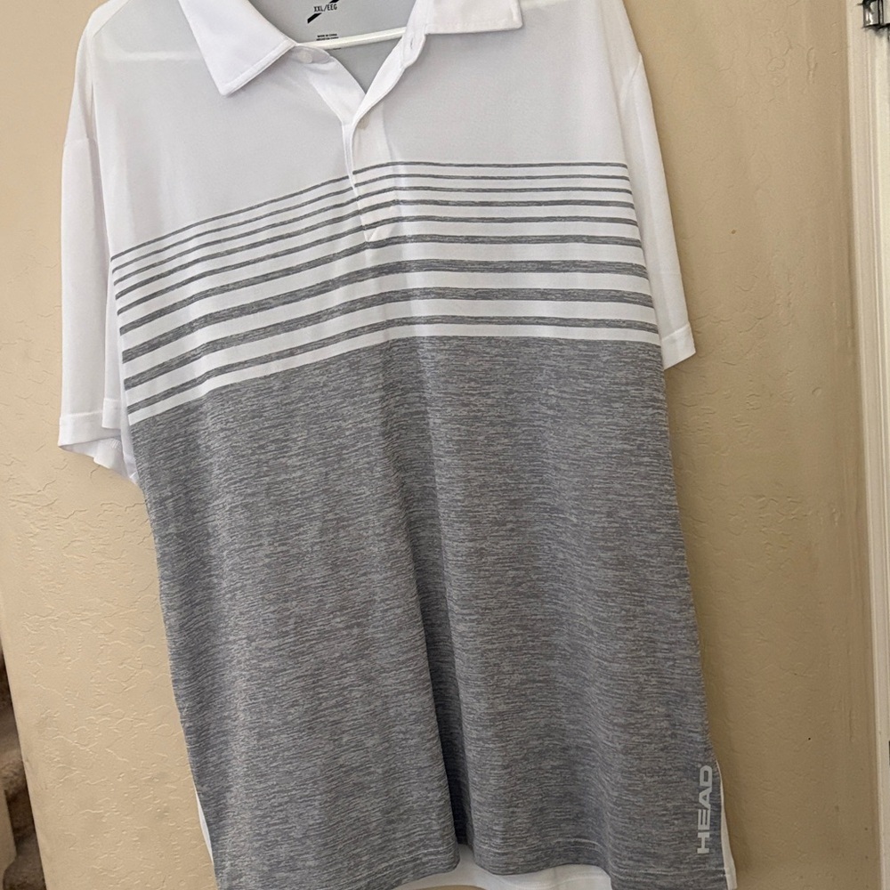 HEAD Men's Polo Shirt in White and Gray